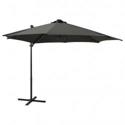 Parasol meuble de jardin déporté avec mât et lumières led 300 cm anthracite 02_0008515