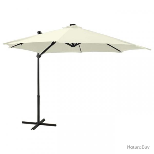 Parasol meuble de jardin dport avec mt et lumires led 300 cm sable 02_0008532