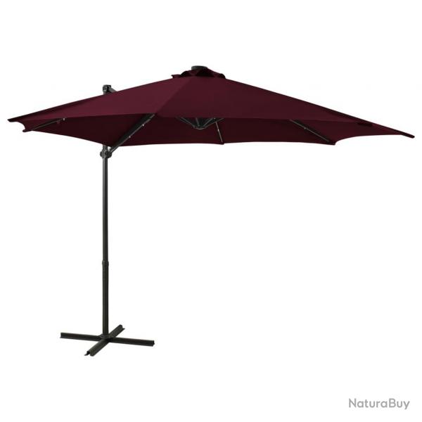 Parasol meuble de jardin dport avec mt et lumires led rouge 300 cm bordeaux 02_0008527