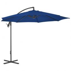 Parasol meuble de jardin déporté avec mât en acier 300 cm bleu azuré 02_0008467