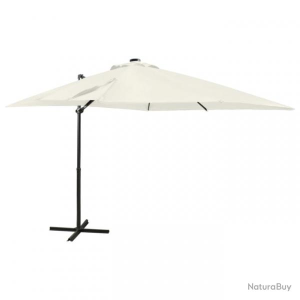 Parasol meuble de jardin dport avec mt et lumires led 250 cm sable 02_0008530