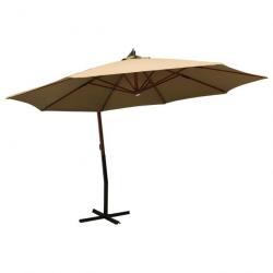Parasol mobilier de jardin suspendu avec mât en bois 350 cm taupe 02_0008712