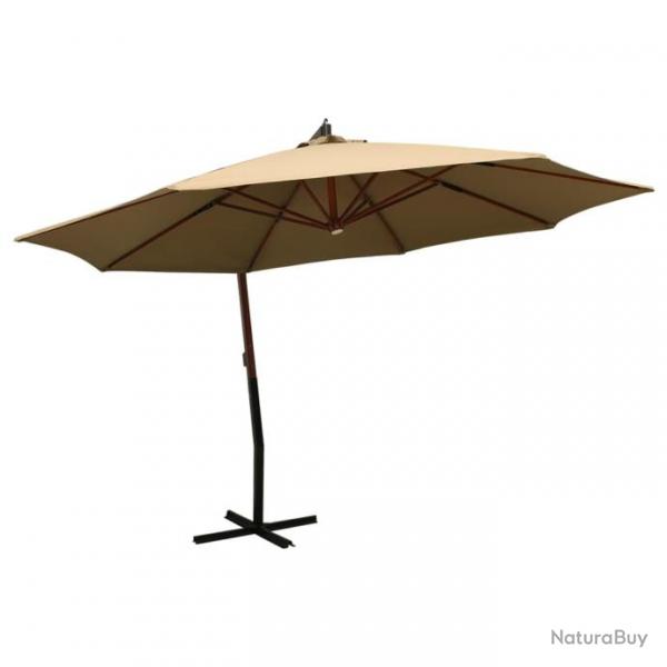 Parasol mobilier de jardin suspendu avec mt en bois 350 cm taupe 02_0008712