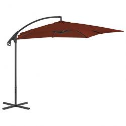Parasol meuble de jardin déporté avec mât en acier 250 x 250 cm terre cuite 02_0008466