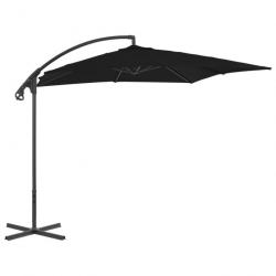Parasol meuble de jardin déporté avec mât en acier 250 x 250 cm noir 02_0008464