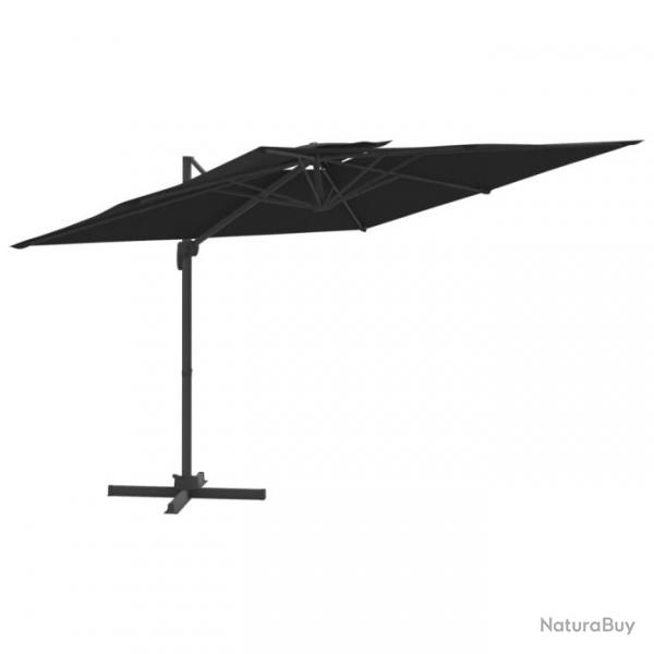 Parasol meuble de jardin cantilever  double toit 300 x 300 cm noir 02_0008157