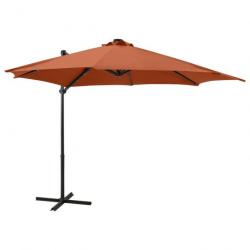 Parasol meuble de jardin déporté avec mât et lumières led 300 cm orange 02_0008541