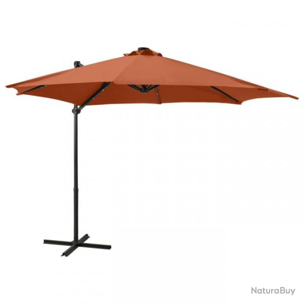 Parasol meuble de jardin dport avec mt et lumires led 300 cm orange 02_0008541