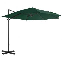 Parasol meuble de jardin en porte-à-faux et poteau en aluminium 300 cm vert 02_0008638