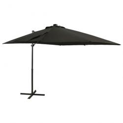 Parasol meuble de jardin déporté avec mât et lumières led 250 cm noir 02_0008522