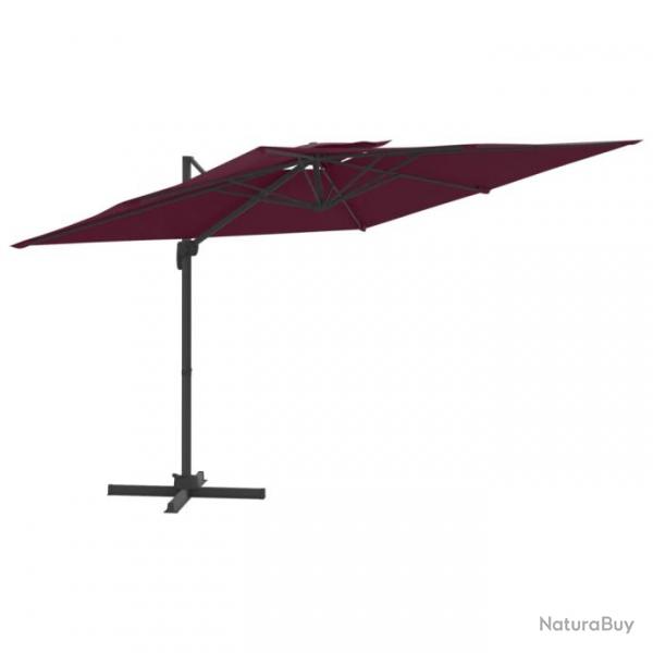 Parasol meuble de jardin cantilever  double toit 400 x 300 cm bordeaux rouge 02_0008156