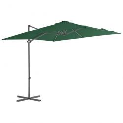 Parasol meuble de jardin en porte-à-faux avec mât en acier 250 x 250 cm vert 02_0008608