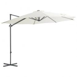 Parasol meuble de jardin en porte-à-faux avec mât en acier 300 cm sable 02_0008611
