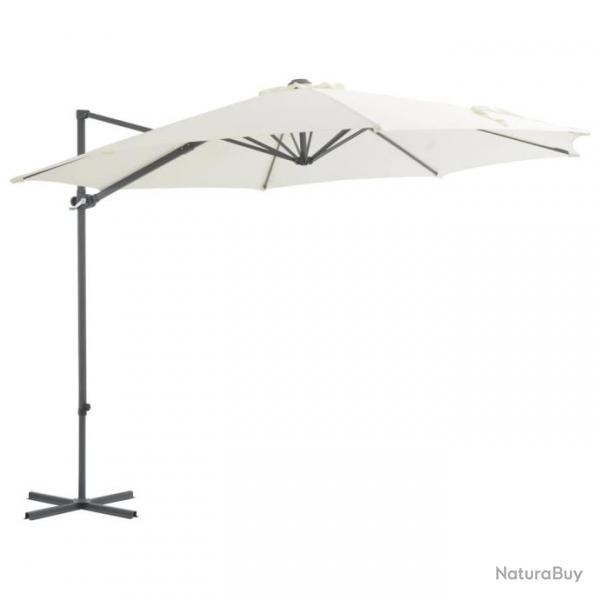 Parasol meuble de jardin en porte--faux avec mt en acier 300 cm sable 02_0008611