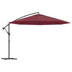 Parasol meuble de jardin en porte-à-faux avec mât en aluminium 350 cm bordeaux 02_0008617
