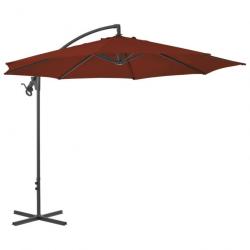 Parasol meuble de jardin déporté avec mât en acier 300 cm terre cuite 02_0008470