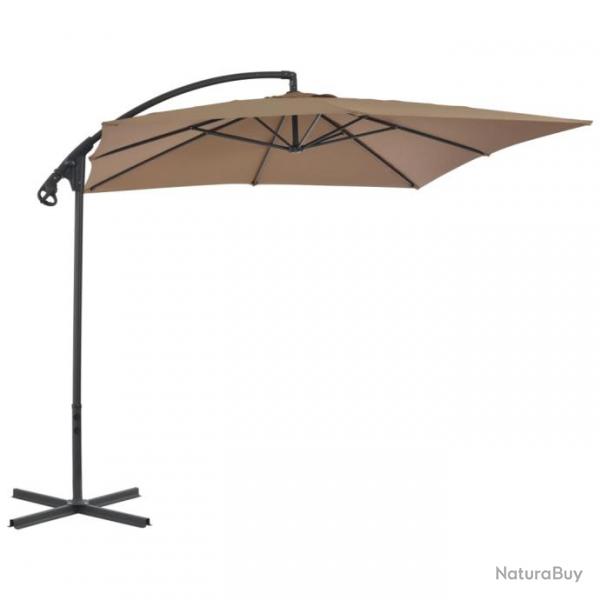 Parasol meuble de jardin en porte--faux avec poteau en acier 250 x 250 cm taupe 02_0008631