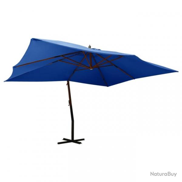 Parasol meuble de jardin en porte--faux avec mt en bois 400 x 300 cm bleu azur 02_0008625