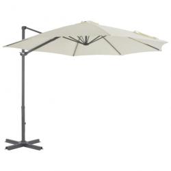 Parasol meuble de jardin en porte-à-faux avec poteau en aluminium 300 cm sable 02_0008633