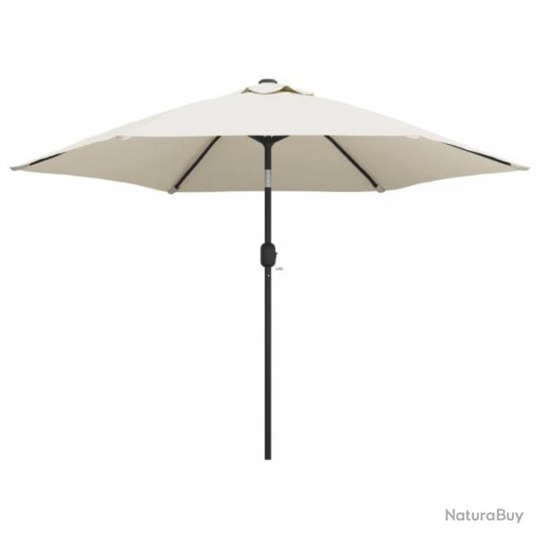 Parasol meuble de jardin en porte--faux avec led 3 m blanc sable 02_0008605