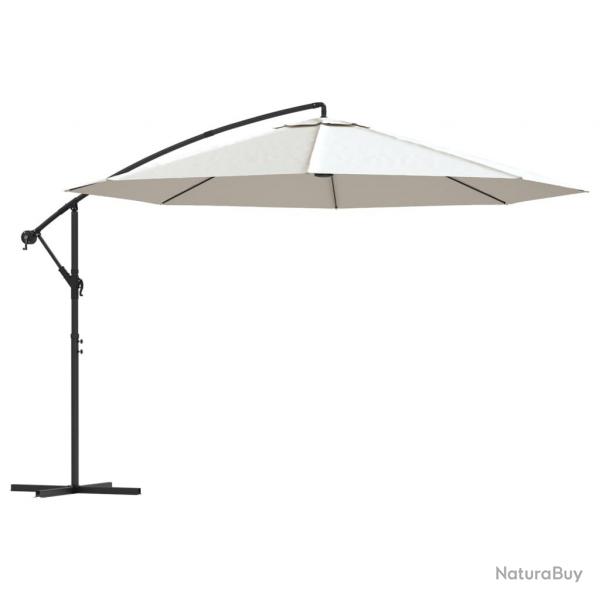 Parasol meuble de jardin en porte--faux 3,5 m blanc sable 02_0008602