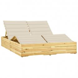Transat chaise longue bain de soleil lit de jardin terrasse meuble d'extérieur double et coussins c