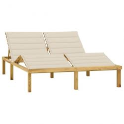 Transat chaise longue bain de soleil lit de jardin terrasse meuble d'extérieur double et coussins c