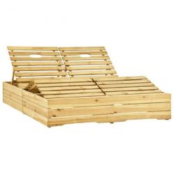 Transat chaise longue bain de soleil lit de jardin terrasse meuble d'extérieur double bois de pin i