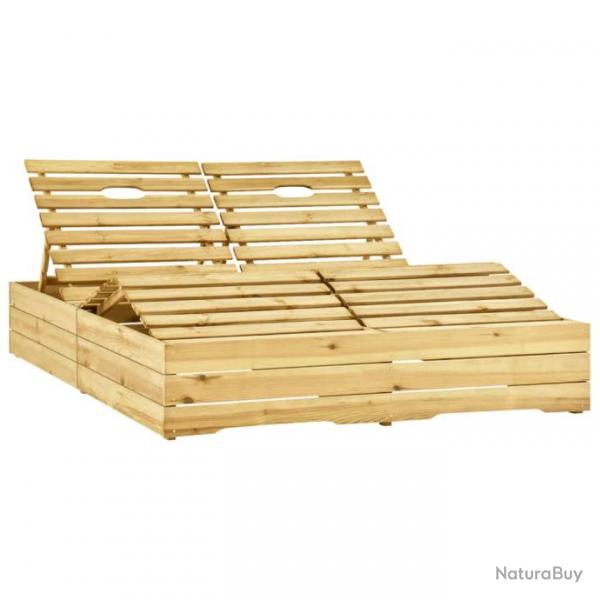 Transat chaise longue bain de soleil lit de jardin terrasse meuble d'extrieur double bois de pin i