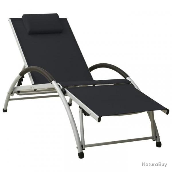 Transat chaise longue bain de soleil lit de jardin terrasse meuble d'extrieur avec oreiller textil