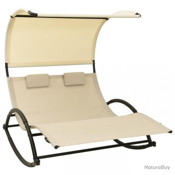 Transat chaise longue bain de soleil lit de jardin terrasse meuble d'extrieur double avec auvent t