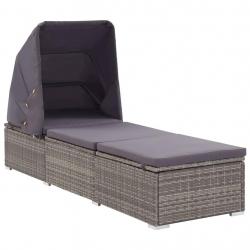 Transat chaise longue bain de soleil lit de jardin terrasse meuble d'extérieur avec auvent et couss