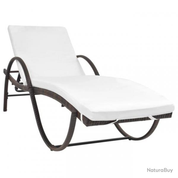 Transat chaise longue bain de soleil lit de jardin terrasse meuble d'extrieur avec coussin rsine