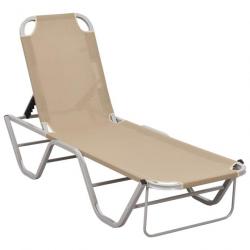 Transat chaise longue bain de soleil lit de jardin terrasse meuble d'extérieur aluminium et textilè