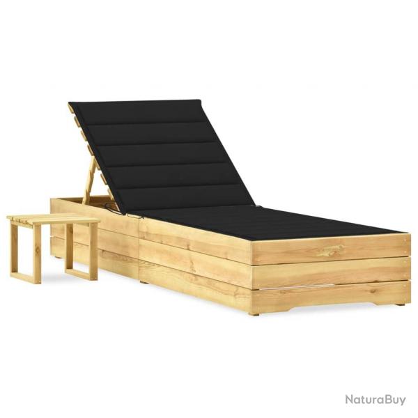 Transat chaise longue bain de soleil lit de jardin terrasse meuble d'extrieur avec table et coussi