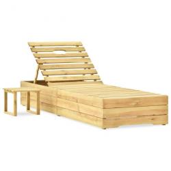 Transat chaise longue bain de soleil lit de jardin terrasse meuble d'extérieur avec table bois de p