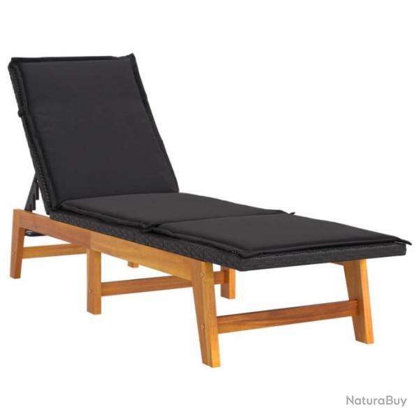 Transat chaise longue bain de soleil lit de jardin terrasse meuble d'extrieur avec coussin rsine
