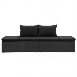 Transat chaise longue bain de soleil lit de jardin terrasse meuble d'extérieur avec coussins résine