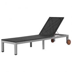 Transat chaise longue bain de soleil lit de jardin terrasse meuble d'extérieur avec roues résine tr