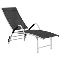 Transat chaise longue bain de soleil lit de jardin terrasse meuble d'extérieur textilène et alumini