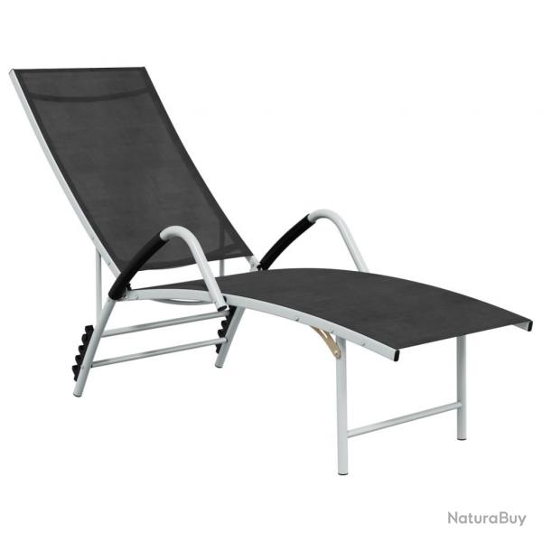 Transat chaise longue bain de soleil lit de jardin terrasse meuble d'extrieur textilne et alumini