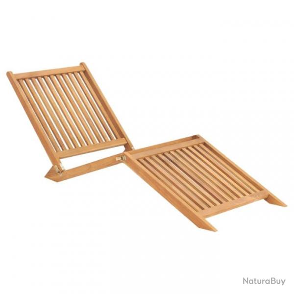 Transat chaise longue bain de soleil lit de jardin terrasse meuble d'extrieur bois de teck solide