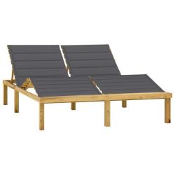 Transat chaise longue bain de soleil lit de jardin terrasse meuble d'extérieur double avec coussins