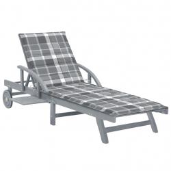 Transat chaise longue bain de soleil lit de jardin terrasse meuble d'extérieur avec coussin bois d'