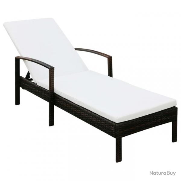 Transat chaise longue bain de soleil lit de jardin terrasse meuble d'extrieur avec coussin rsine