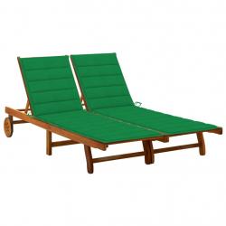 Transat chaise longue bain de soleil lit de jardin terrasse meuble d'extérieur 2 places avec coussi