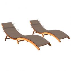 Lot de 2 transats chaise longue bain de soleil lit de jardin terrasse meuble d'extérieur avec couss