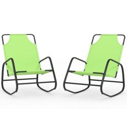 Lot de deux chaises longues à bascule vert acier et textilène 02_0011978