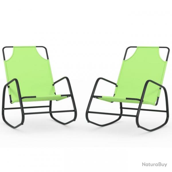 Lot de deux chaises longues  bascule vert acier et textilne 02_0011978