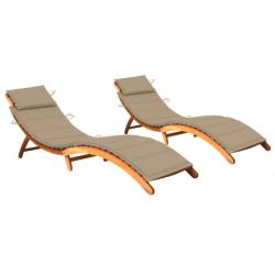 Lot de 2 transats chaise longue bain de soleil lit de jardin terrasse meuble d'extérieur avec couss